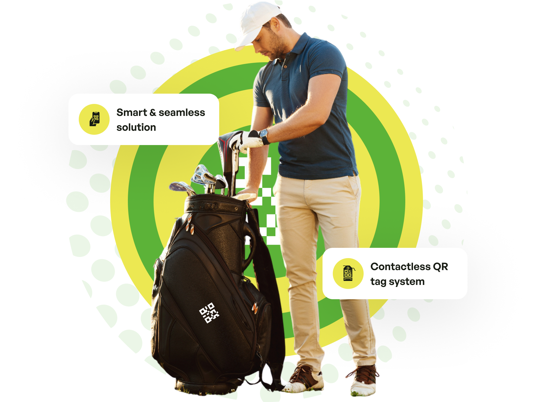 QR code label on golf trolley